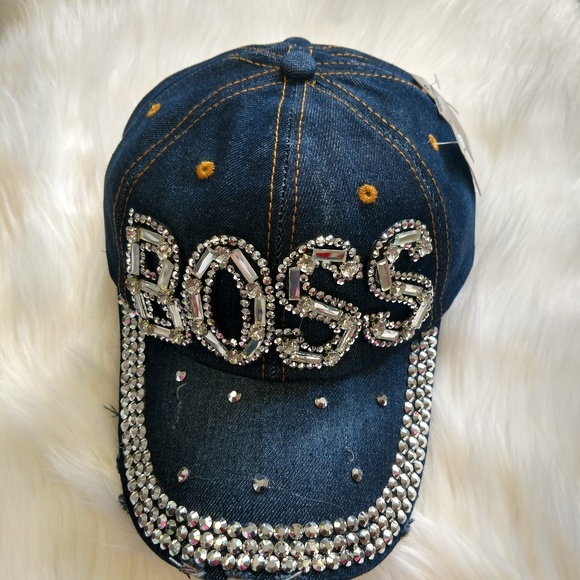 Mintha's Shoe Boutique Accessories - Bling "Boss" Rhinestone Cap